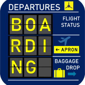 Image of Departures Flight Board 'Boarding' 4-Pack Coasters Set Navy Blue