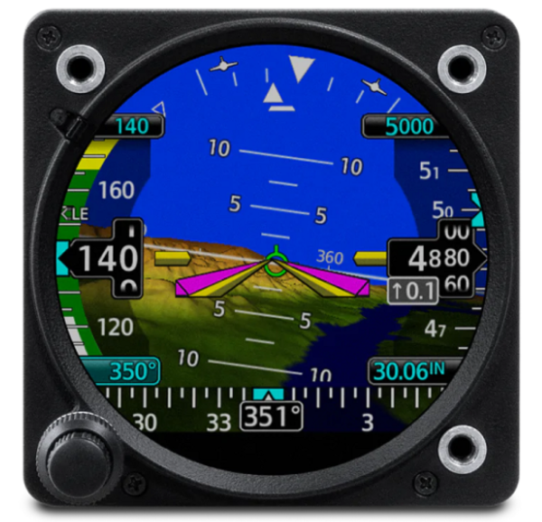 Image of Artificial Horizon Square Blue with mounting rivets and caging button