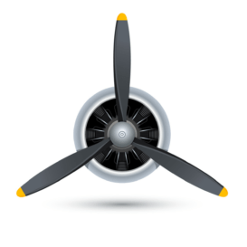 Aviation Pilot Store Logo Image of Englne with 3 Blade Propeller