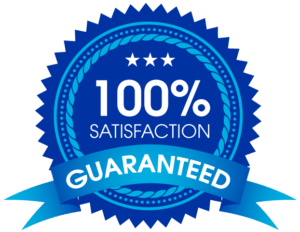 100% Satisfaction logo Blue