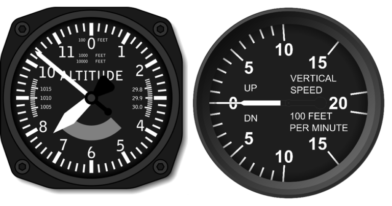 Combo of 2 Aircraft Instruments Altimeter and VSI