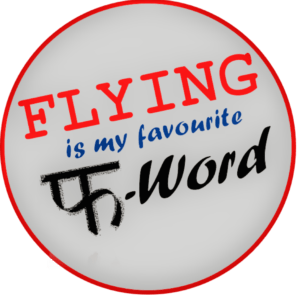 Image of Pin Badge 'Flying is my favourite F-Word Grey on Jacket