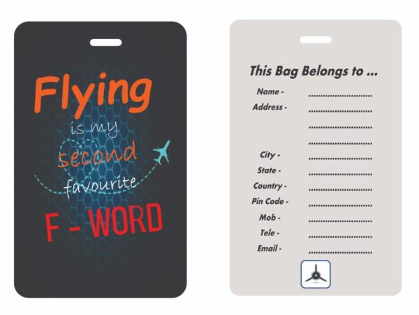 Image of Luggage Tag Flying is second favourite F-Word with back for Name address etc
