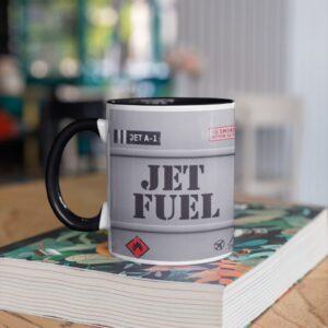 Image of Ceramic Mug Jet Fuel placed on Book