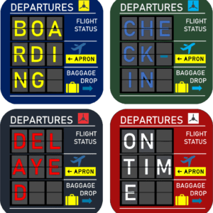 Image of Set of 4 Mixed Coasters Departures Flight Board