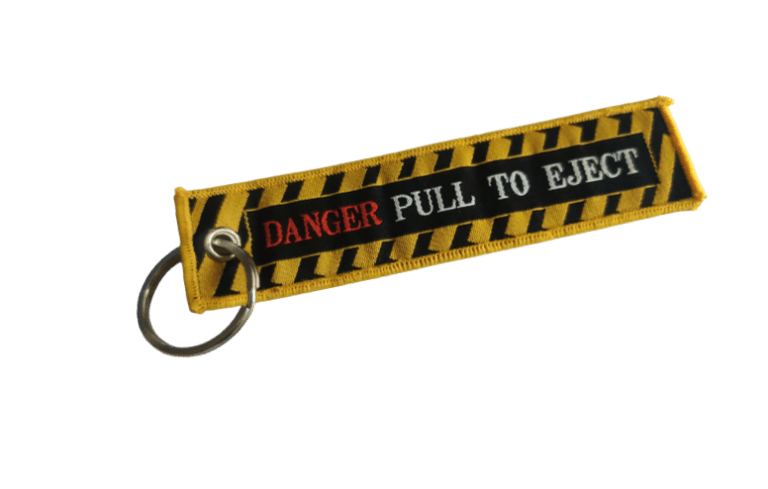 Danger Pull To Eject Cloth Key-Chain Tag