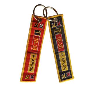 Set of 2 Cloth Key-Chain Tags Airfield Taxiway Signs