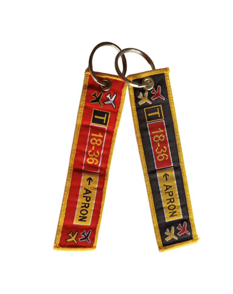 Set of 2 Cloth Key-Chain Tags Airfield Taxiway Signs