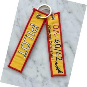 Cloth Key Chain Tag Diamond in the Sky Pilot Yellow Red