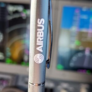 Matt Black Stylus-Pen-with-Airbus-Branding-on-Cockpit-Background-scaled